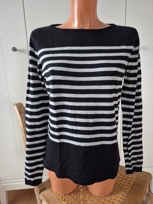 Damenpullover, Schwarz-grau Gestreift,  Von Passport, Gr. 38 - Bild 1 von 3