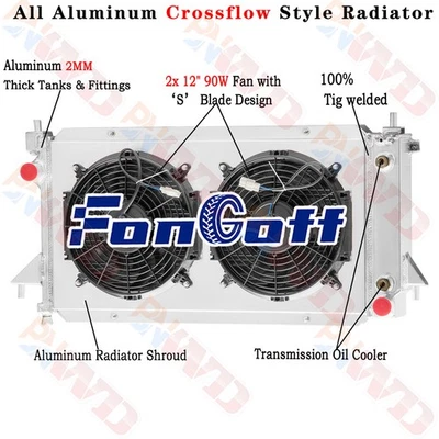 3 Row Radiator Shroud Fan For 1993-2007 Ford Taurus/96-05 Mercury Sable 3.0L V6 Foto 1 de 4