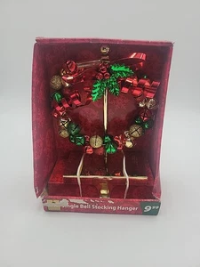 Jingle Bells Urlaub Weihnachten Mantel Strumpf Halter Gold Metall - Bild 1 von 4