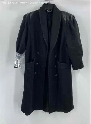 Jofeld Womens Black Wool Double Breasted Long Trench Coat Size Medium - Image 1 of 4