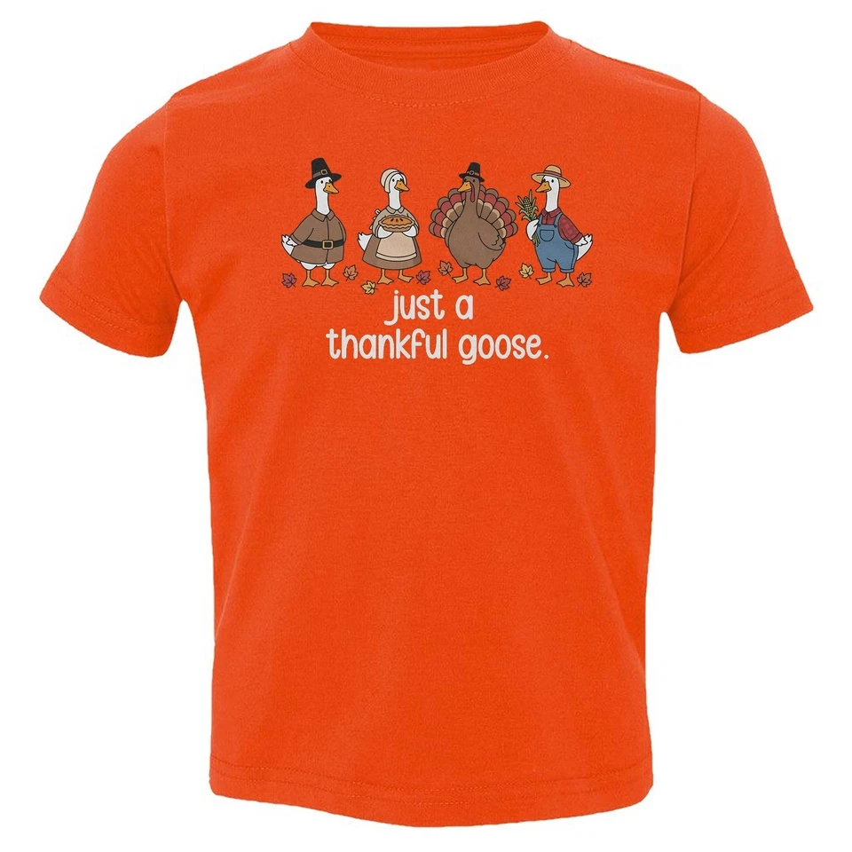 Camiseta infantil Just a Thankful Goose - Outono Turquia Ação de Graças - Imagem 1 de 1