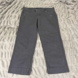 Aeropostale Pants Women 7/8 Capri Gray Casual Wide Leg Double Button Butterfly - Picture 1 of 8