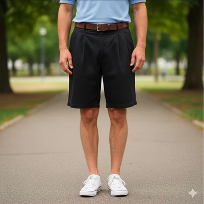 Pantalones Cortos de Golf Greg Norman Collection 7" Plisados Para Hombre Talla 36 Negros Sólidos Preppy Foto 1 de 4