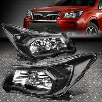 FOR 14-16 SUBARU FORESTER HALOGEN BLACK HOUSING CLEAR CORNER HEADLIGHT LAMPS - Image 1 of 4
