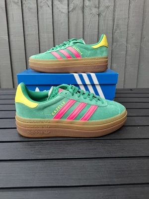 Adidas Gazelle Bold Court Green Lucid Pink Women's Trainers Size 4 (UK) 5.5 (US) - Image 1 of 4