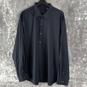 Camicia casual Van Heusen taglia XXL 18-18,5 Flex slim fit spilla a righe elasticizzata nera - Foto 1 di 8