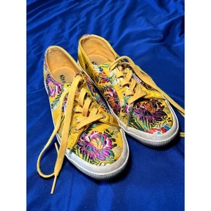 Superga Korelaw Amarillo Floral Bordado Cordones Lona Zapatillas Mujer 7 - Imagen 1 de 8