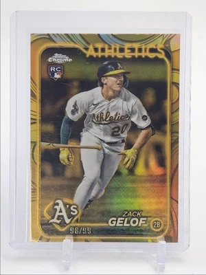 ZACK GELOF 2024 TOPPS CHROME GILDED ROOKIE GOLD REFRACTOR RC /99 Q5332 - Image 1 of 2