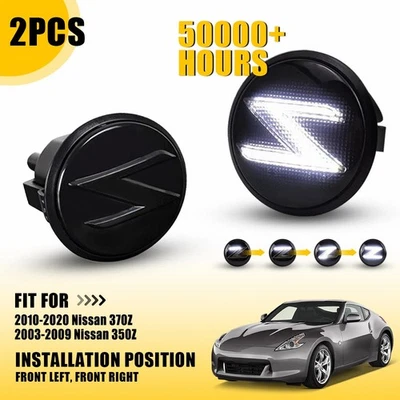 For 2003-2009 Nissan 350Z/2010-20 370Z Sequential LED Smoke Side Marker Light EE - Image 1 of 4