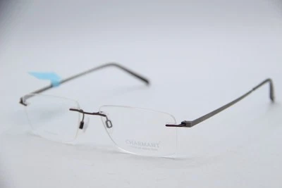 NEW CHARMANT TITANIUM PERFECTION CH10972 BURGUNDY GREY EYEGLASSES 53-18 - Image 1 of 4