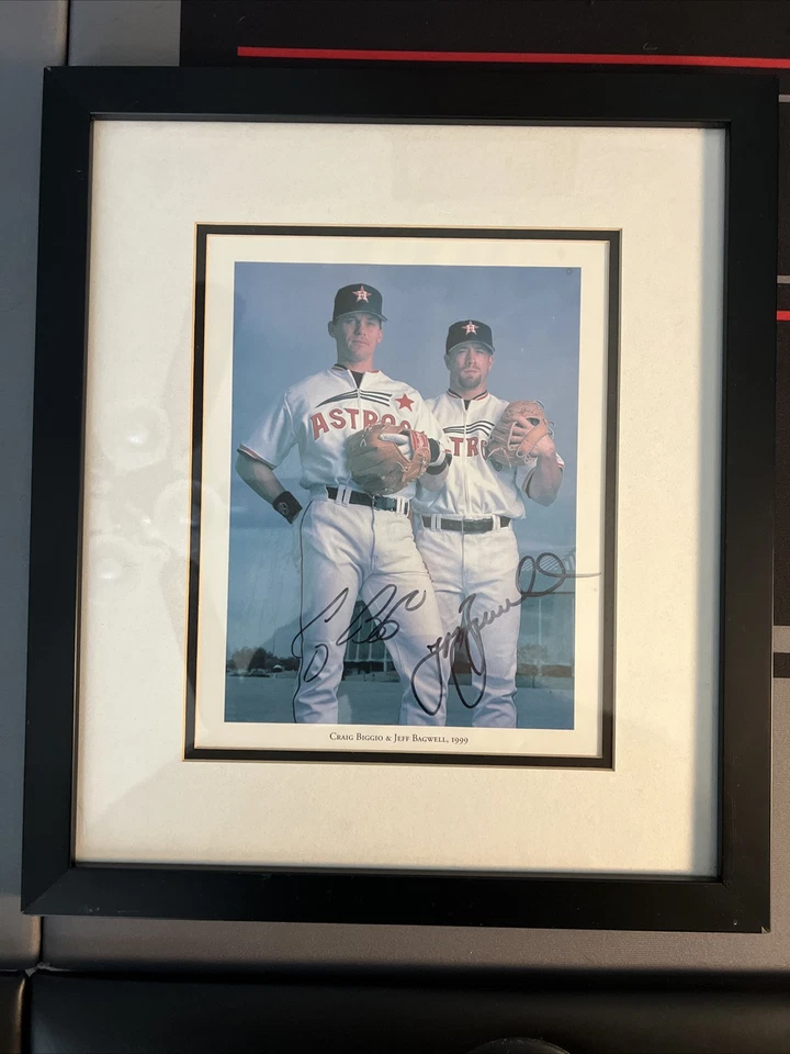 1999 Houston Astros Craig Biggio Jeff Bagwell Signed Autograph 8x10 Framed Photo - Image 1 of 2