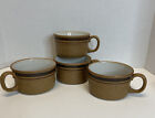 Vintage Handled Soup Bowls Brown Specks With Brown Ring