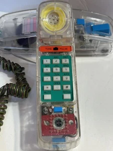 Vintage Transparent Phone Retro 80s 90s Clear Neon Multi Color Cord Untested - Picture 1 of 13