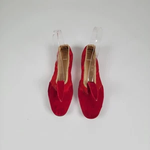 Vintage Red Satinand Velvet Mercury Women's Size 7/7.5 Slippers  - Picture 1 of 6
