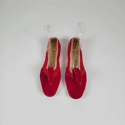 Zapatillas vintage rojas satinadas y terciopelo mercurio para mujer talla 7/7,5  Foto 1 de 4