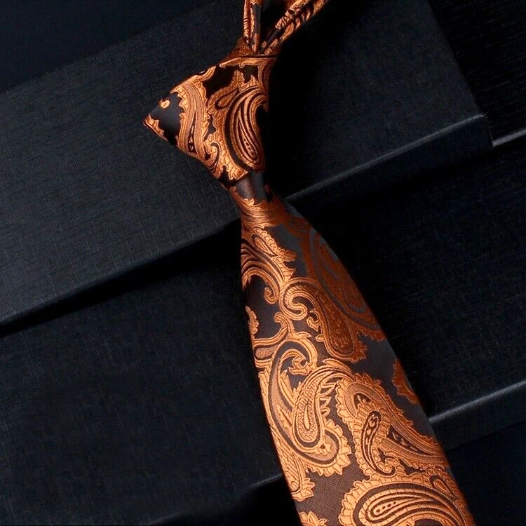 Nueva Corbata Clásica Paisley Marrón JACQUARD TEJIDA 100% Seda Para Hombre Foto 1 de 1