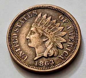 1863 Indian Head Cent Penny - Picture 1 of 2
