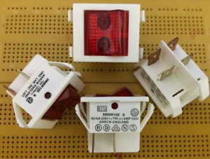 16A DPST 250Vac Rocker Switch On-Off Latching Red Illuminated 125V Neon Lamp - Picture 1 of 1
