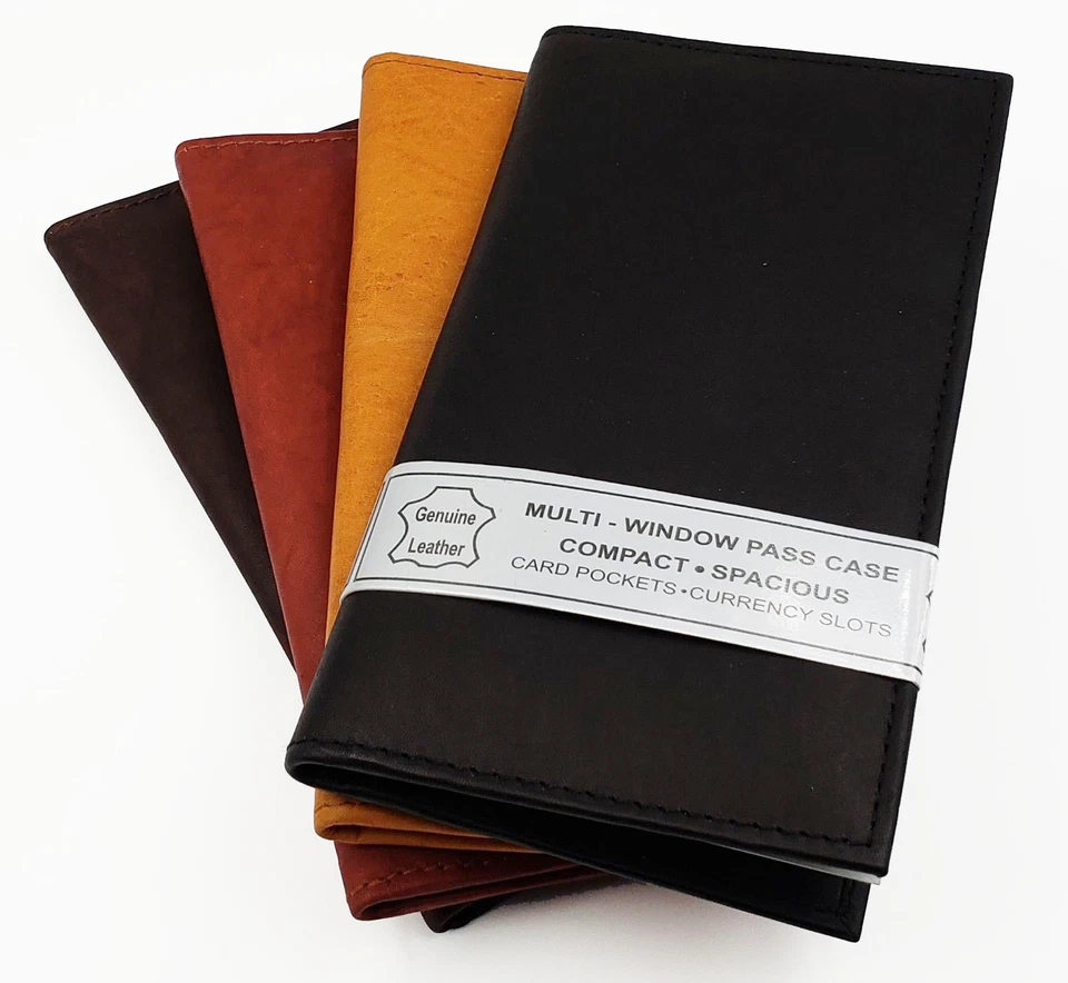 Cartera con cubierta de chequera de cuero genuino organizador delgado de identificación de tarjeta de crédito Foto 1 de 4