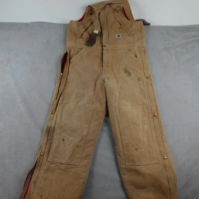 Carhartt Overalls Mens 36x30 Brown Zip Distressed Double Reinforced Knees Oil - Image 1 of 4