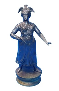 Vintage Antique Radiator Cap Mascot Metal Warrior Woman I WILL 7" Tall - Picture 1 of 8