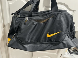 Bolso de Lona Nike Max Air De Colección Raro Negro Amarillo Swoosh Gimnasio Viaje Deportes Med - Imagen 1 de 10