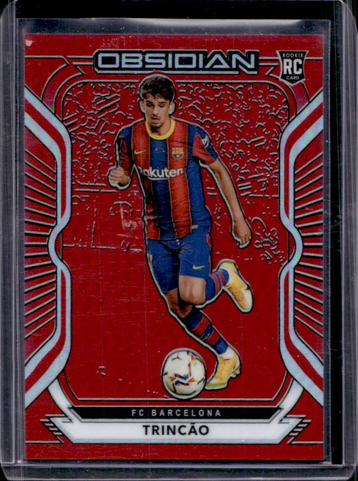 2020-21 Obsidian Trincao Electric Etch Red Flood Rookie Card RC #18/28 Barcelona