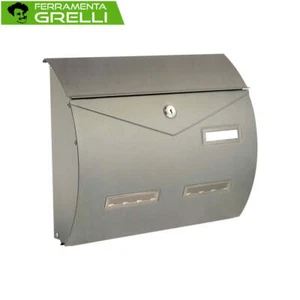 Cassetta postale porta riviste design busta in metallo argento - ALUBOX - - Foto 1 di 1