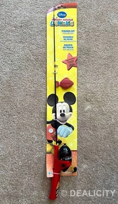 De colección DISNEY MICKEY MOUSE CAÑA DE PESCAR Y CARRETE ¡NUEVO! Kit de pesca Clubhouse 2 pies 6 pulgadas ɛʁ Foto 1 de 4