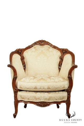 1940's French Baroque Style Carved Bergere Chair Cover