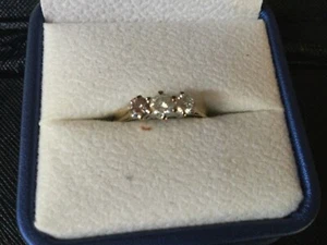 9ct Gold Brilliant Cut .50Ct TW Natural Diamond Trilogy Ring - Picture 1 of 8