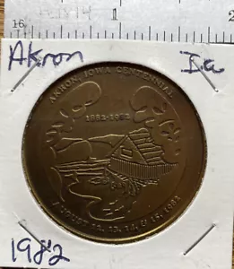 Iowa Centennial Medal - Akron, Iowa - 1882-1982- Past Achievements Challenge - Picture 1 of 2