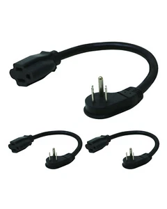 Lightkiwi 16AWG Flat Plug Power Extension Cord 1ft, 3-Pack - Picture 1 of 5