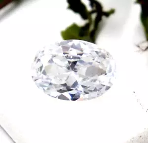Natural Blanco Circonita Certificado Cambodia Corte Ovalado 18CT Suelto Gema - Picture 1 of 8