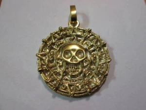 Pirates Caribbean Coin AZTEC SKULL Golden sterling silver 925-handicraft - Picture 1 of 5