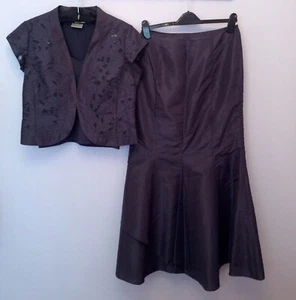 MINUET MULBERRY SILK EVENING SKIRT, KNIT TOP AND CAP SLEEVE JACKET SUIT SIZE 12 - Picture 1 of 3