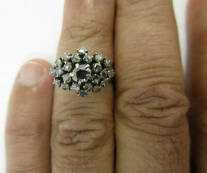 Vintage Silver Diamond Ring Rose Cut Diamonds=1.10 Carat F-SI1/VS2 Value=$5,850 - Picture 1 of 11
