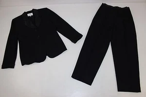 Valerie Stevens Womens Sz 10 P Matching Black Wool 2 Pc Suit Jacket Pants Lined - Picture 1 of 12