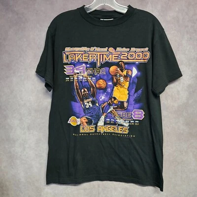 Vintage Y2K Lee Sports Lakers Time 2000 Kobe Bryant Shaq T Shirt Youth XL Mens M - Image 1 of 4