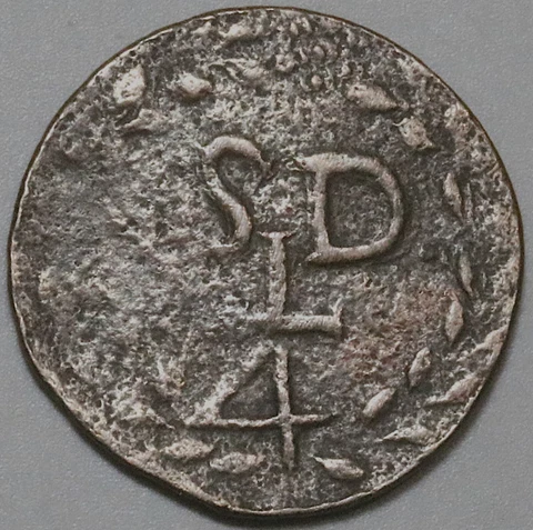 1810 Santo Domingo Dominican Republic 1/4 Real Ferdinand VII Copper Coin (23072) Cover