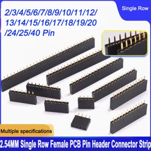 2.54MM Pitch Single Row Female PCB Pin Header Connector Strip 2/3/4/5/6/7-40 Pin - Picture 1 of 6