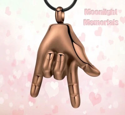 Nuevo collar conmemorativo I Love You signo manual dedos urna de cremación recuerdo cenizas Foto 1 de 4