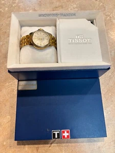Tissot 1873 Ballade (C277/377C) Swiss mens watch goldtone stainless/crystal/date - Picture 1 of 15