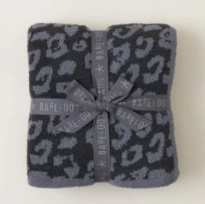 New $180 Barefoot Dreams CozyChic Barefoot in the Wild Throw, Graphite/Carbon - Image 1 of 4