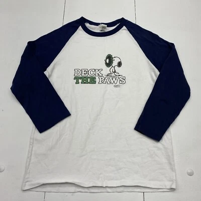 DECK THE PAWS SNOOPY CHRISTMAS 白色/蓝色长袖衬衫青少年大号 — 第 1/4 张图片