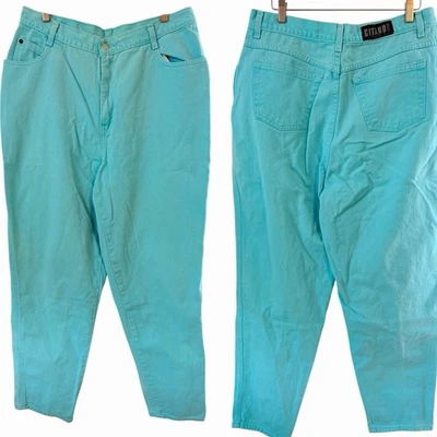 Vintage 80’s Gitano Turquoise Denim High Rise Mom Jeans 32”x31” - Image 1 of 4