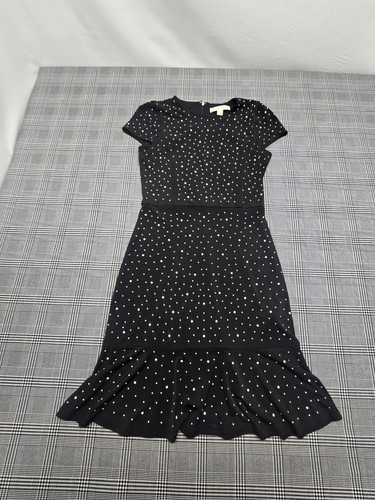 Michael Michael Kors abito donna floreale mini balza nero bianco blu taglia XS