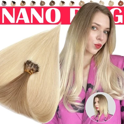 CLEARANCE Thick Nano Rings Nano Loop Tip Remy Human Hair Extensions Double Drawn - Image 1 of 4