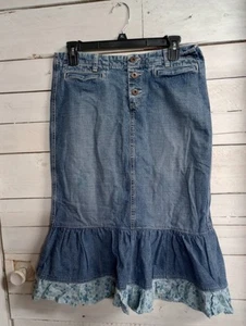 Lucky Brand Latzhose Jeansrock Größe 6 von Gene Montesano Made in USA Boho Denim - Bild 1 von 10