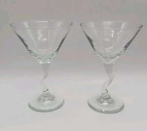 SET OF 2 " Z" STEM - LIBBEY MARTINI COCKTAIL GLASSES - Picture 1 of 4